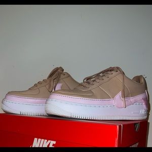 nike jester air force ones (pink and tan) size womens 8, worn twice no flaws